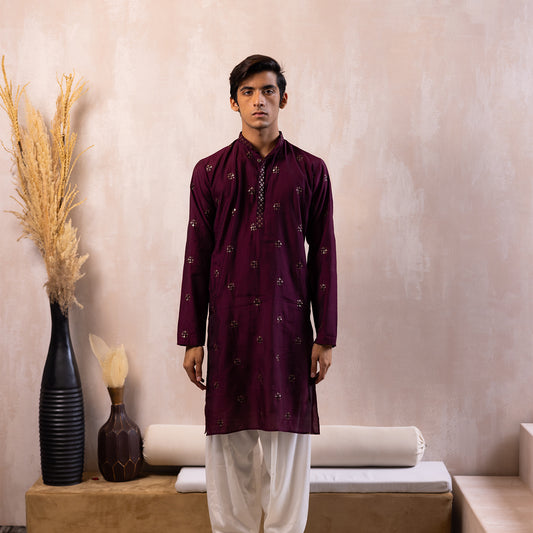 Regal Maroon Printed Kurta