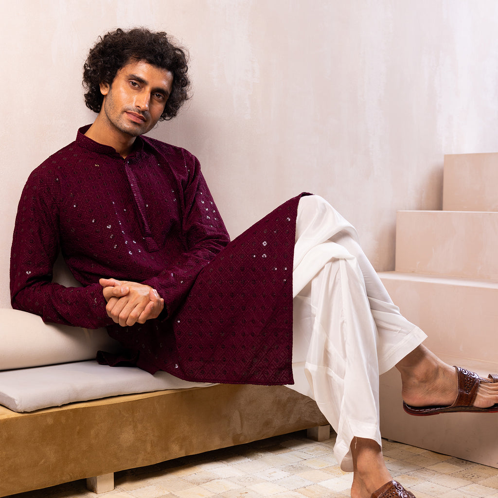 Burgundy Bling Kurta