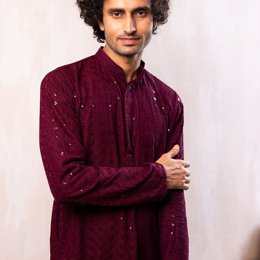 Burgundy Bling Kurta