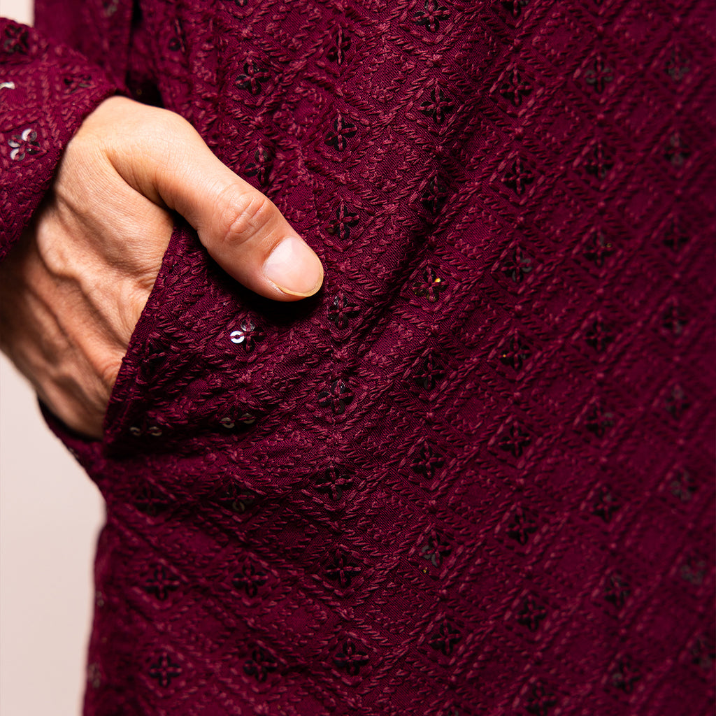 Burgundy Bling Kurta