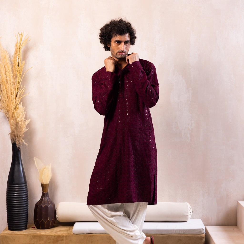 Burgundy Bling Kurta