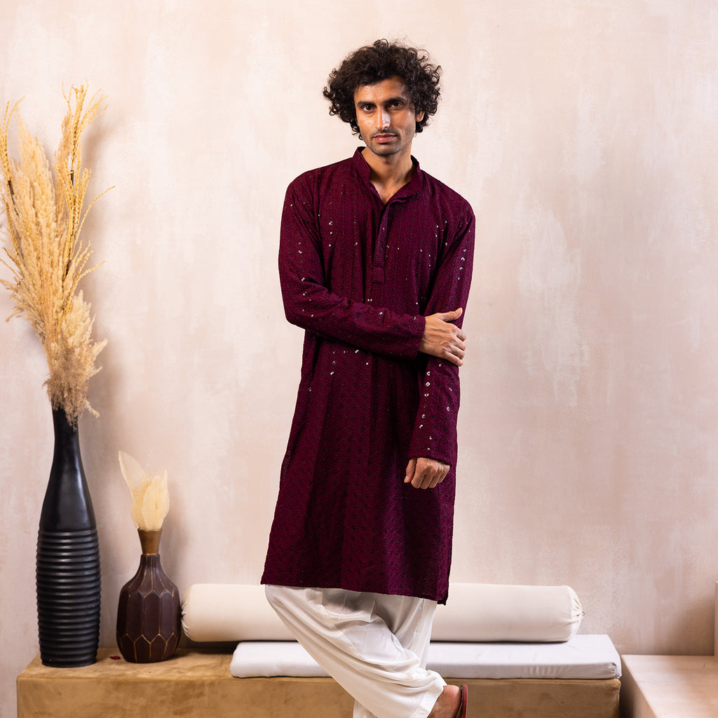 Burgundy Bling Kurta