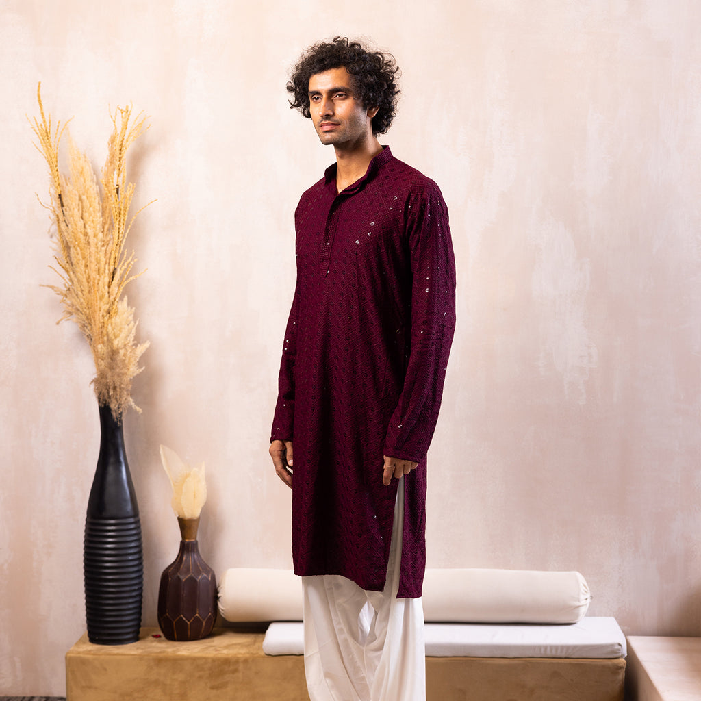 Burgundy Bling Kurta