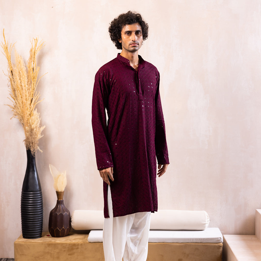 Burgundy Bling Kurta