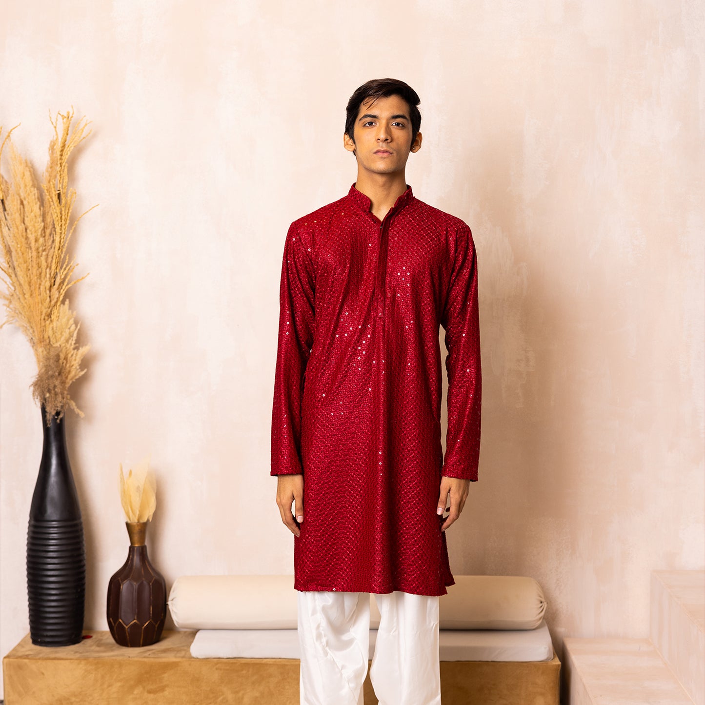 Royale Red Sequin Kurta