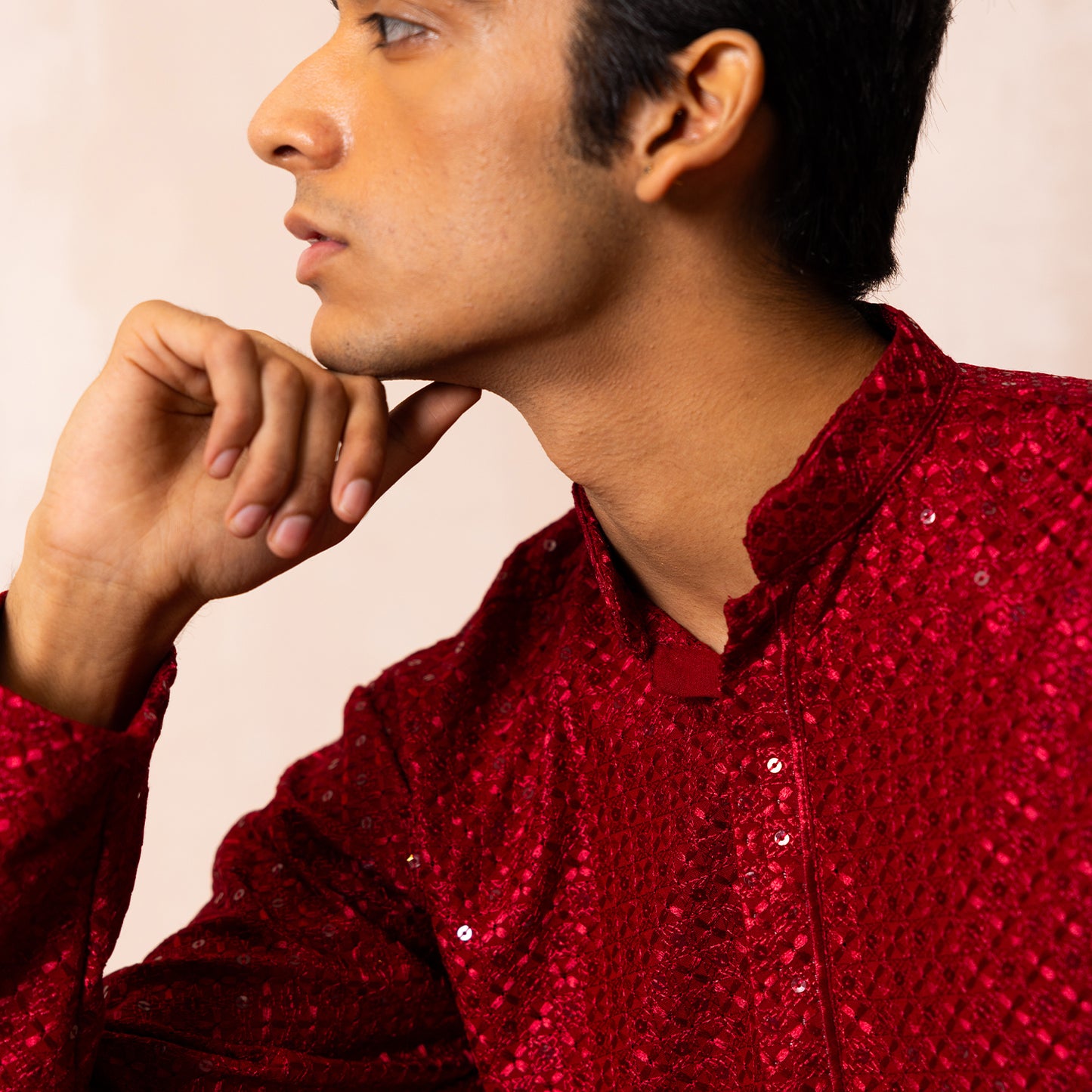 Royale Red Sequin Kurta