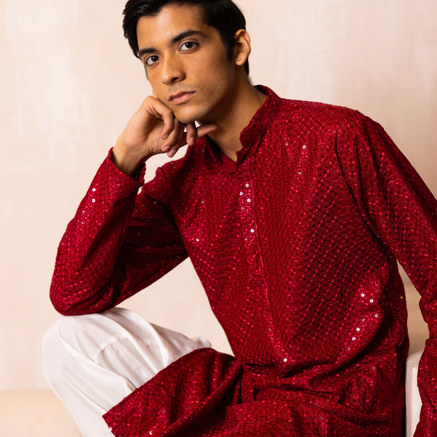 Royale Red Sequin Kurta