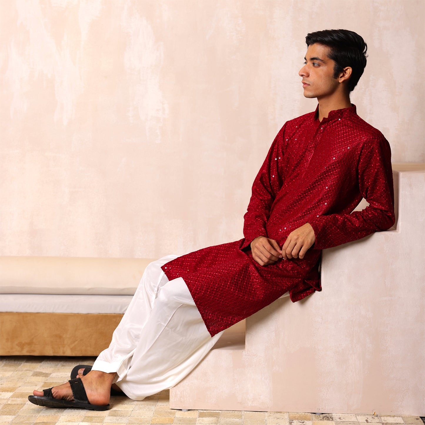 Royale Red Sequin Kurta