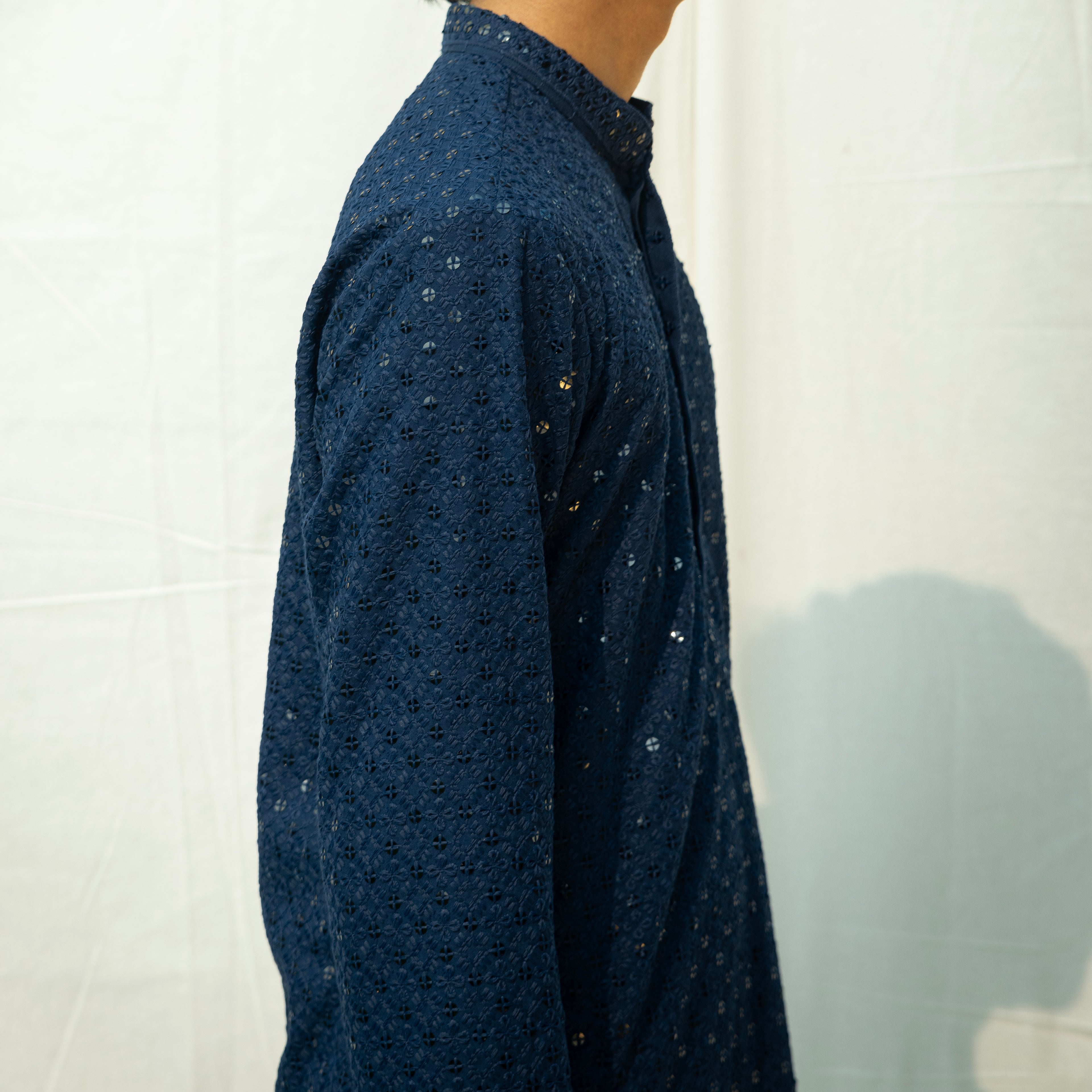 Geometric Embroidered Thread Work Sequinned Pure Cotton Kurta