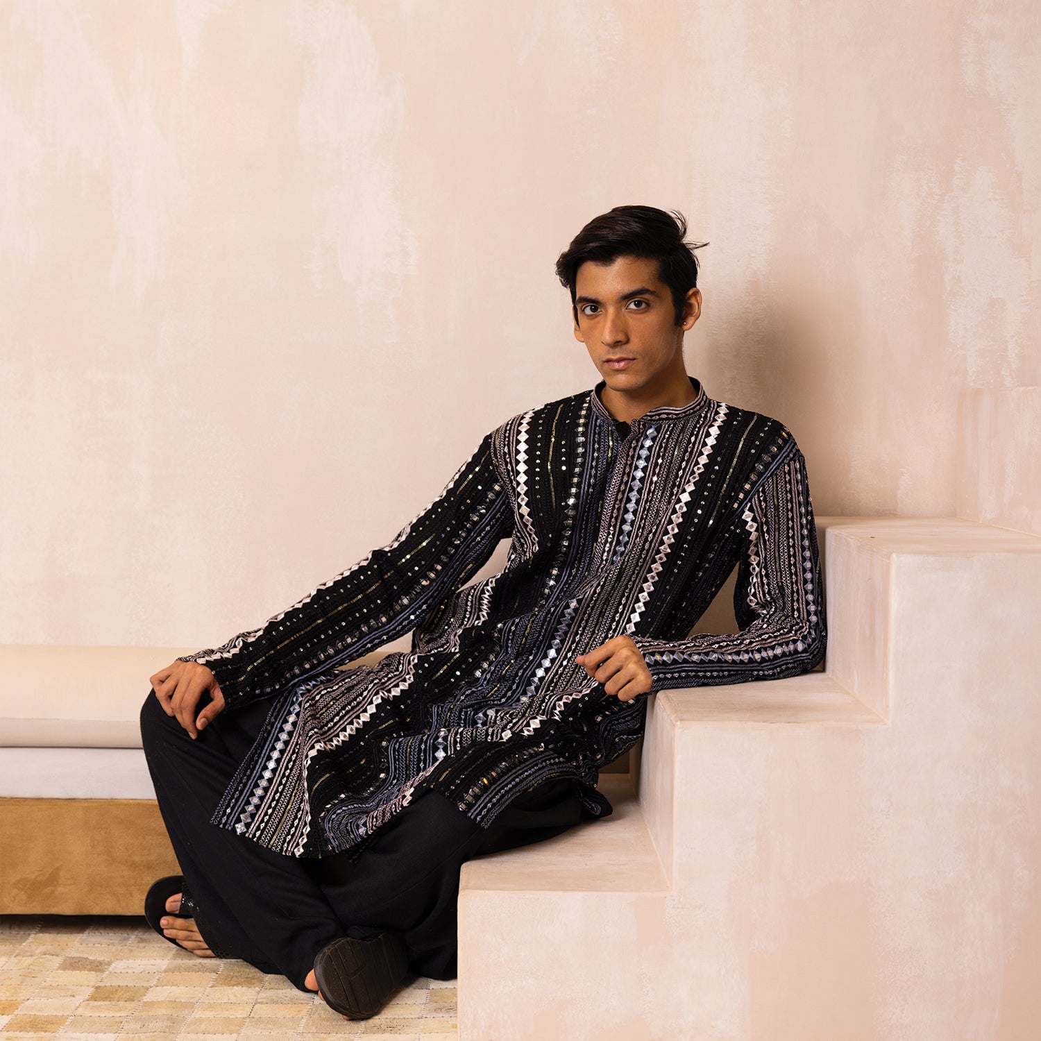Midnight Black Noir Georgette Kurta