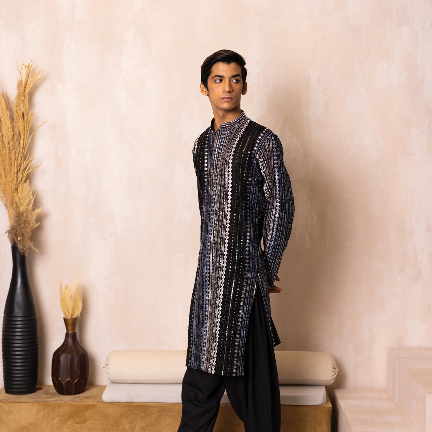 Midnight Black Noir Georgette Kurta
