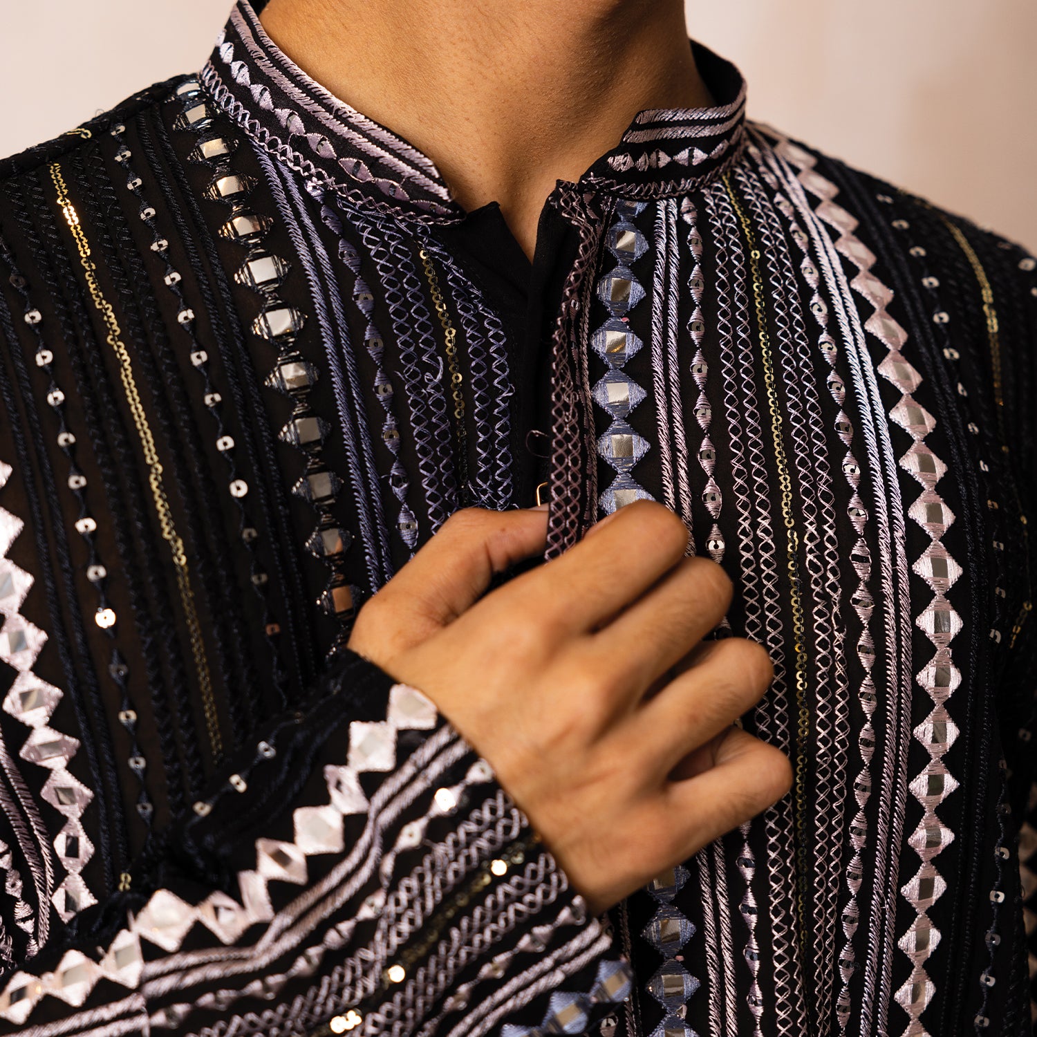 Midnight Black Noir Georgette Kurta