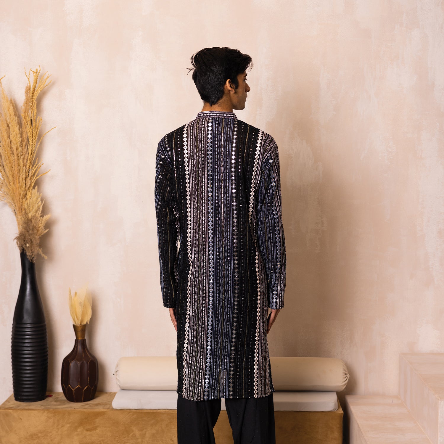 Midnight Black Noir Georgette Kurta
