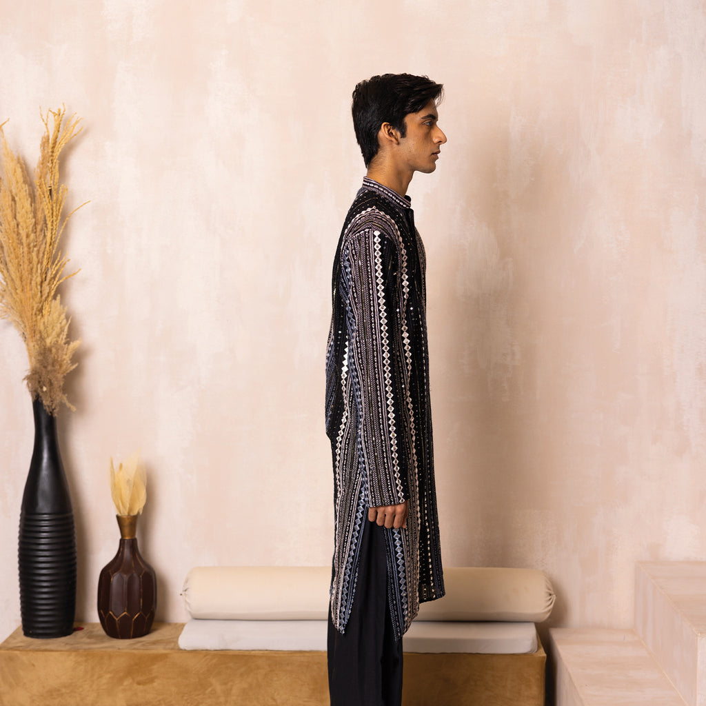 Midnight Black Noir Georgette Kurta