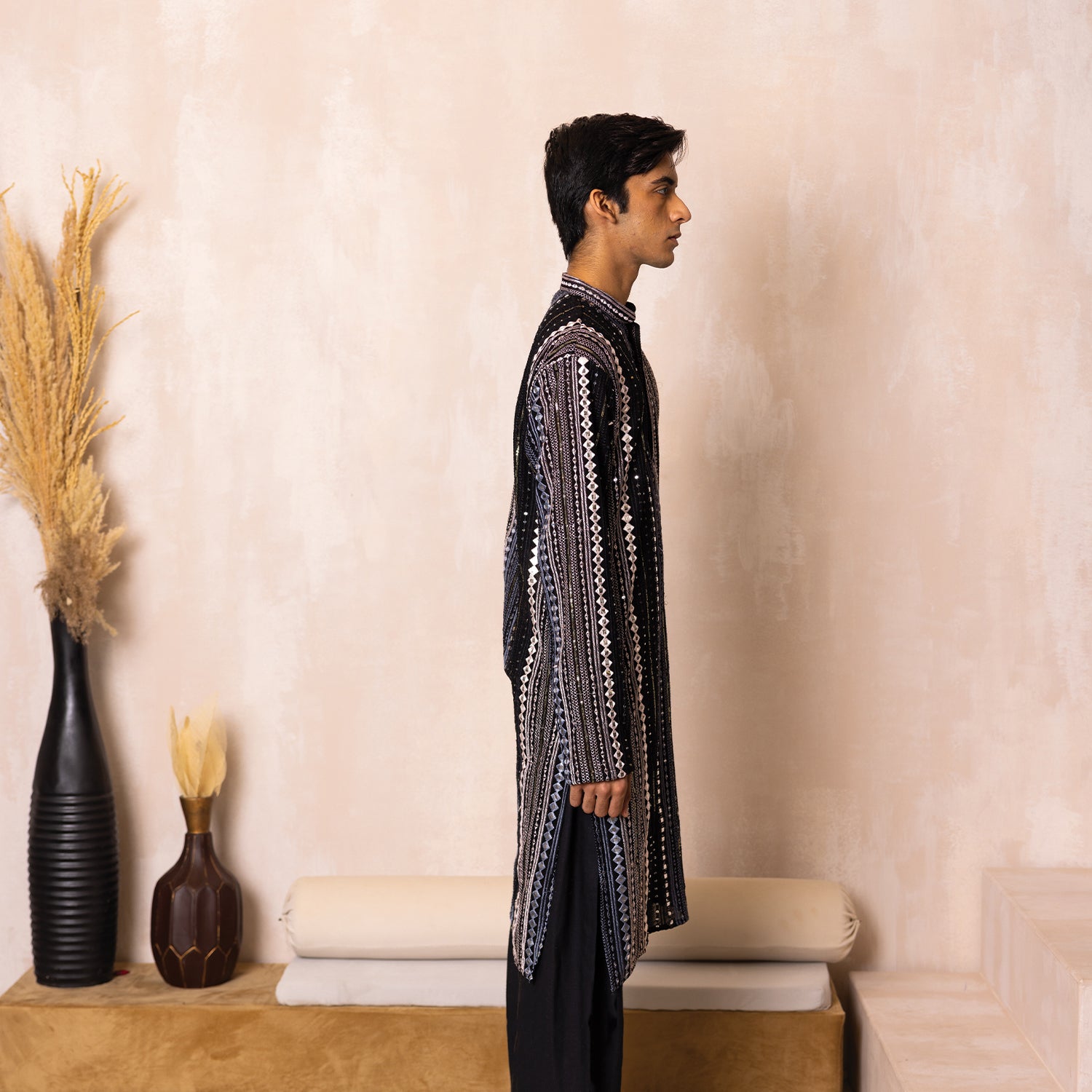 Midnight Black Noir Georgette Kurta