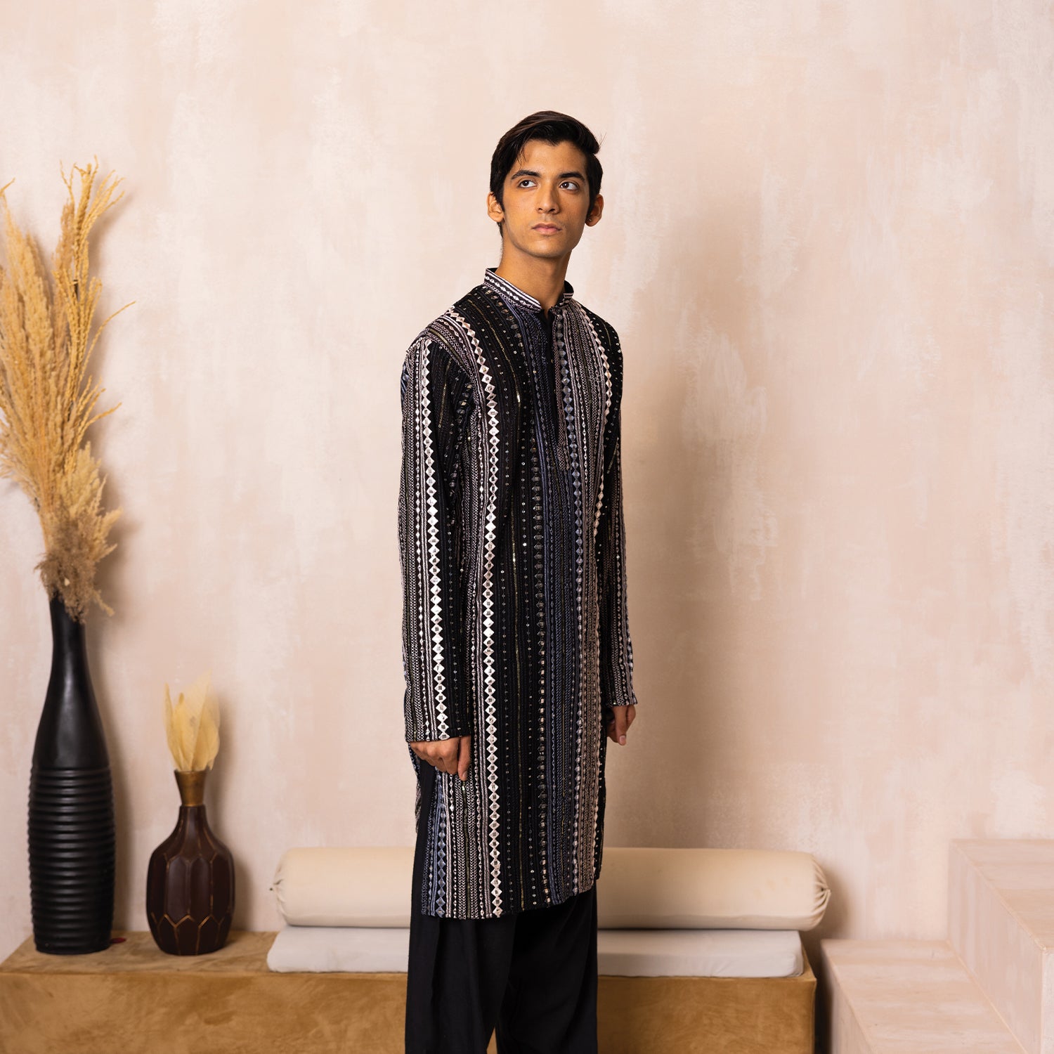 Midnight Black Noir Georgette Kurta
