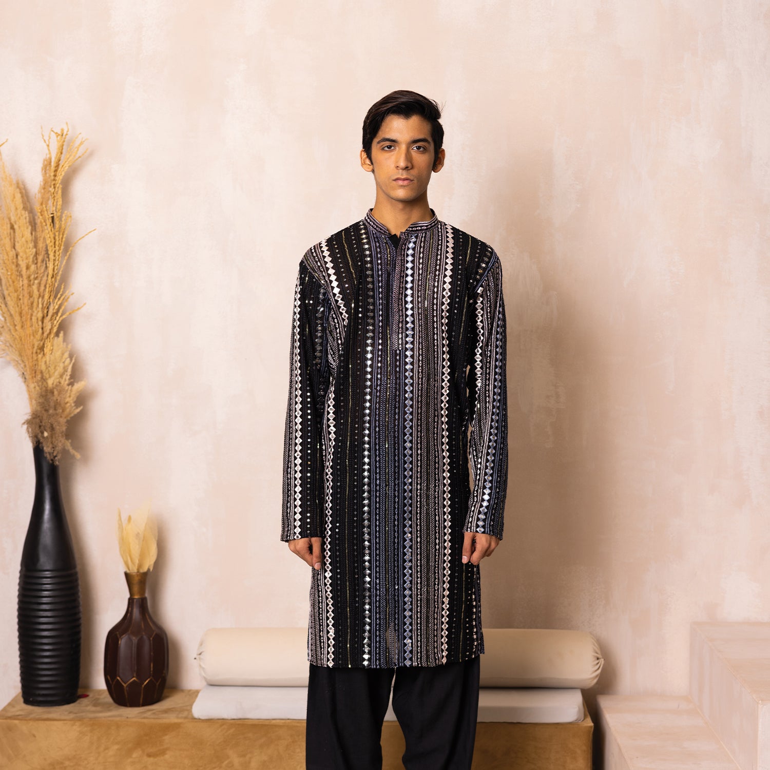 Midnight Black Noir Georgette Kurta