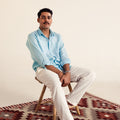 Anemone Blue Pure Linen Shirt