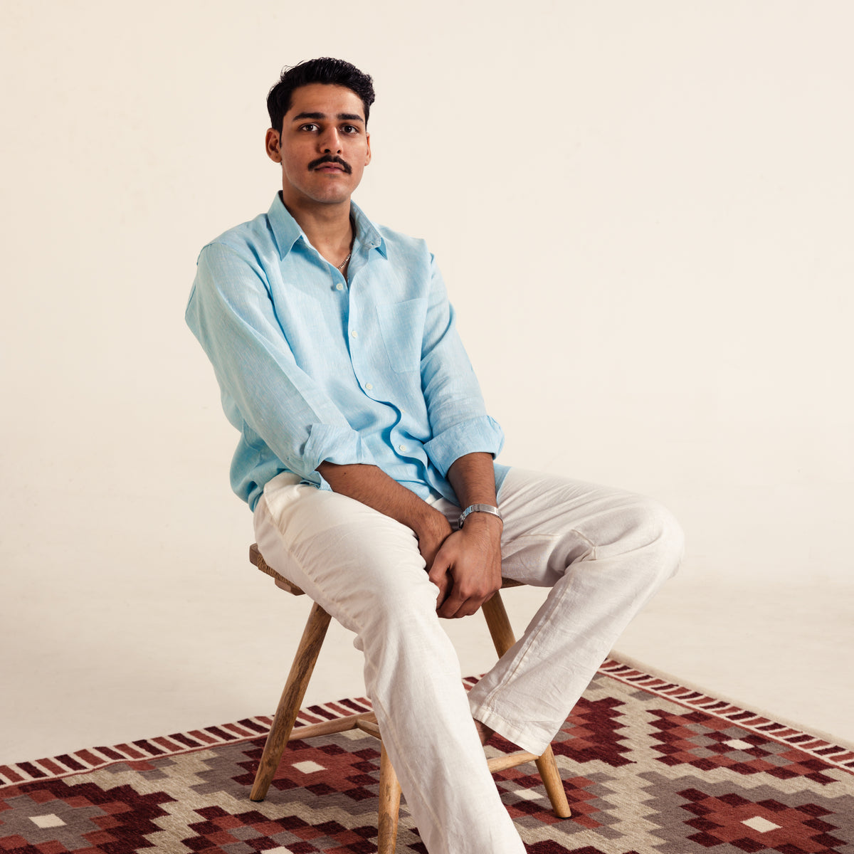 Anemone Blue Pure Linen Shirt