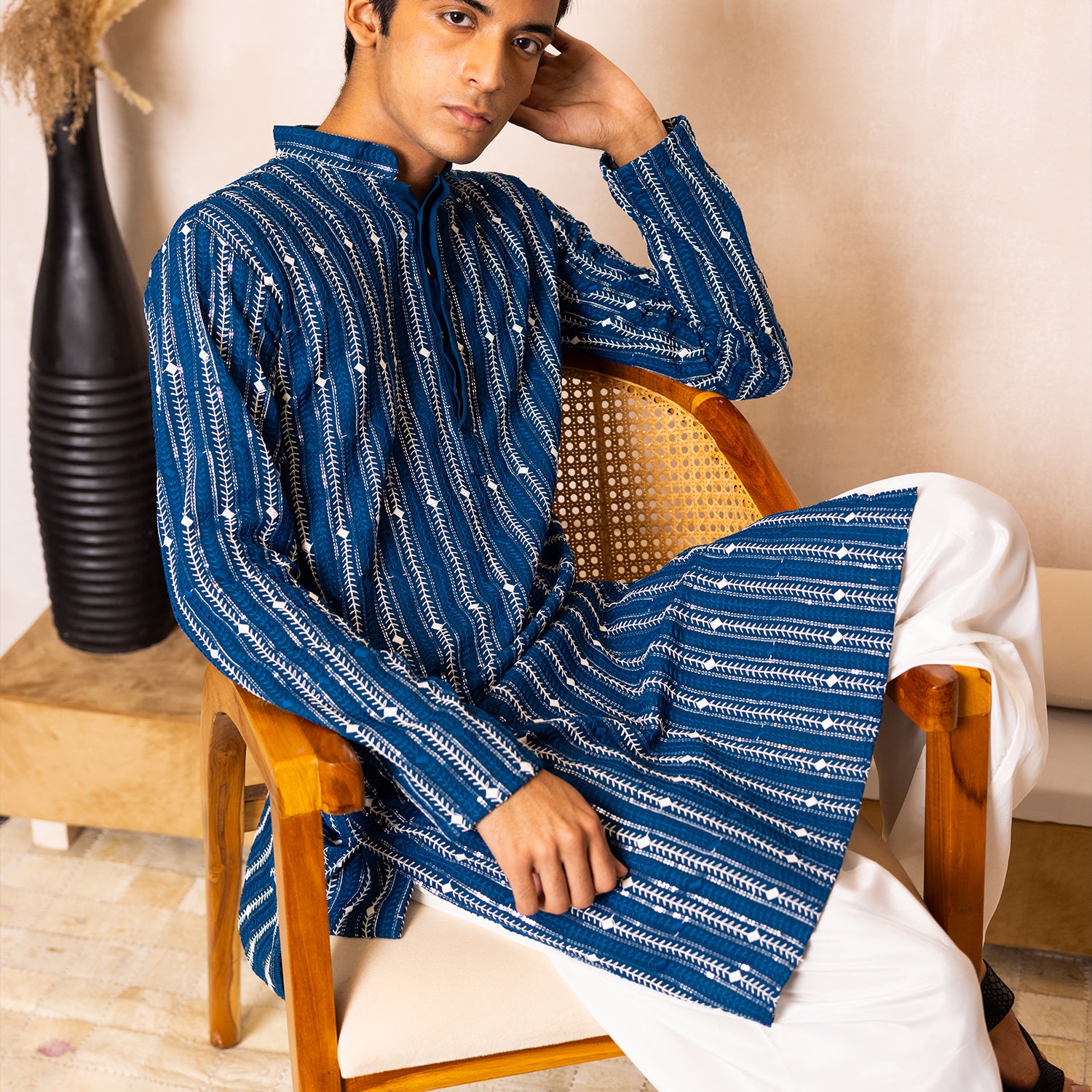 Eclipse Indigo Blue Sequins Kurta