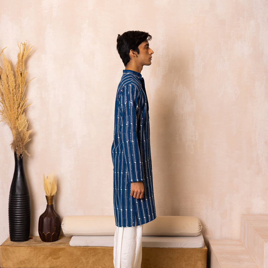 Eclipse Indigo Blue Sequins Kurta