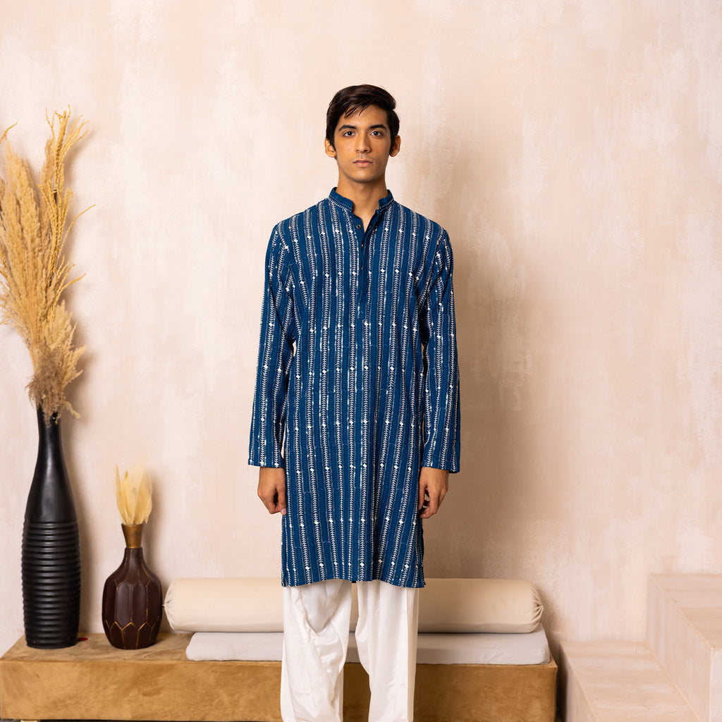 Eclipse Indigo Blue Sequins Kurta