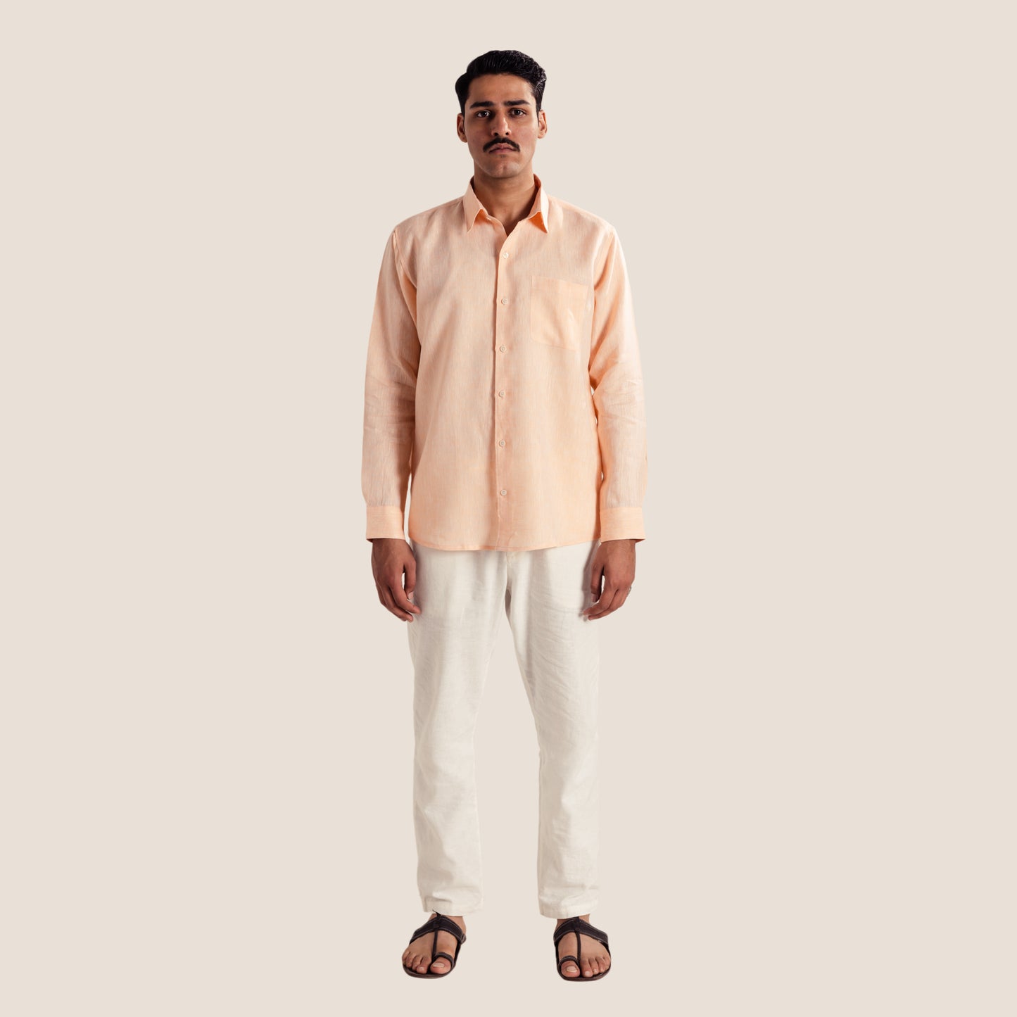 100% Pure Linen Shirt ( Peach )- Premium Breathable Comfort