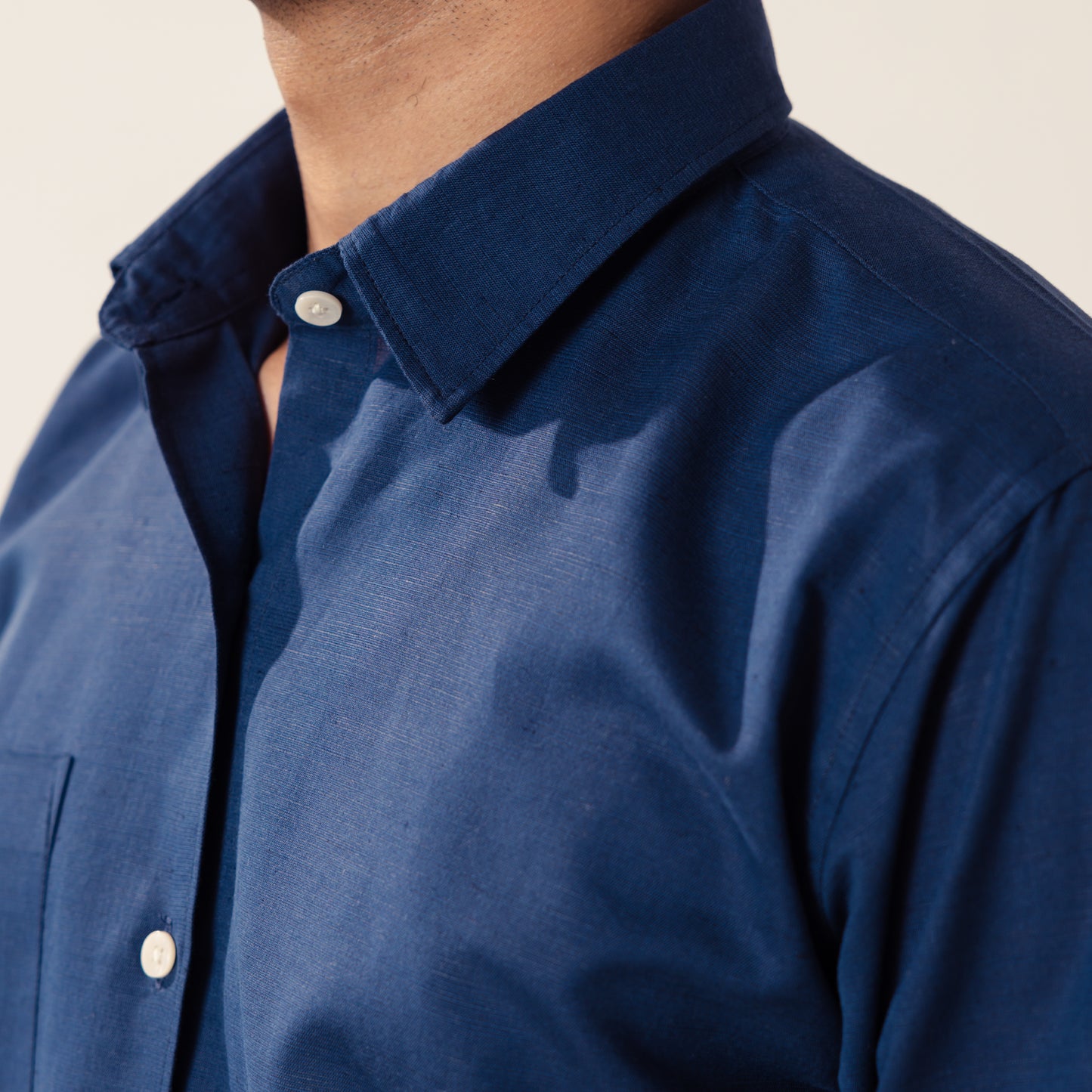 Regular Fit Linen shirt - Deep Sea Blue