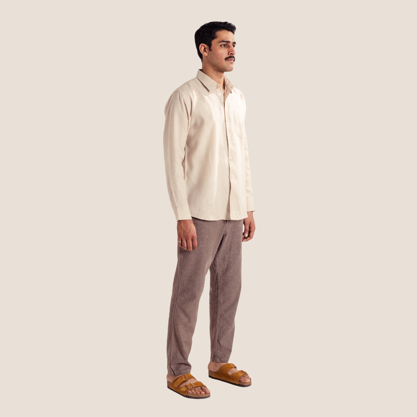 100% Pure Linen Shirt (Beige )- Premium Breathable Comfort