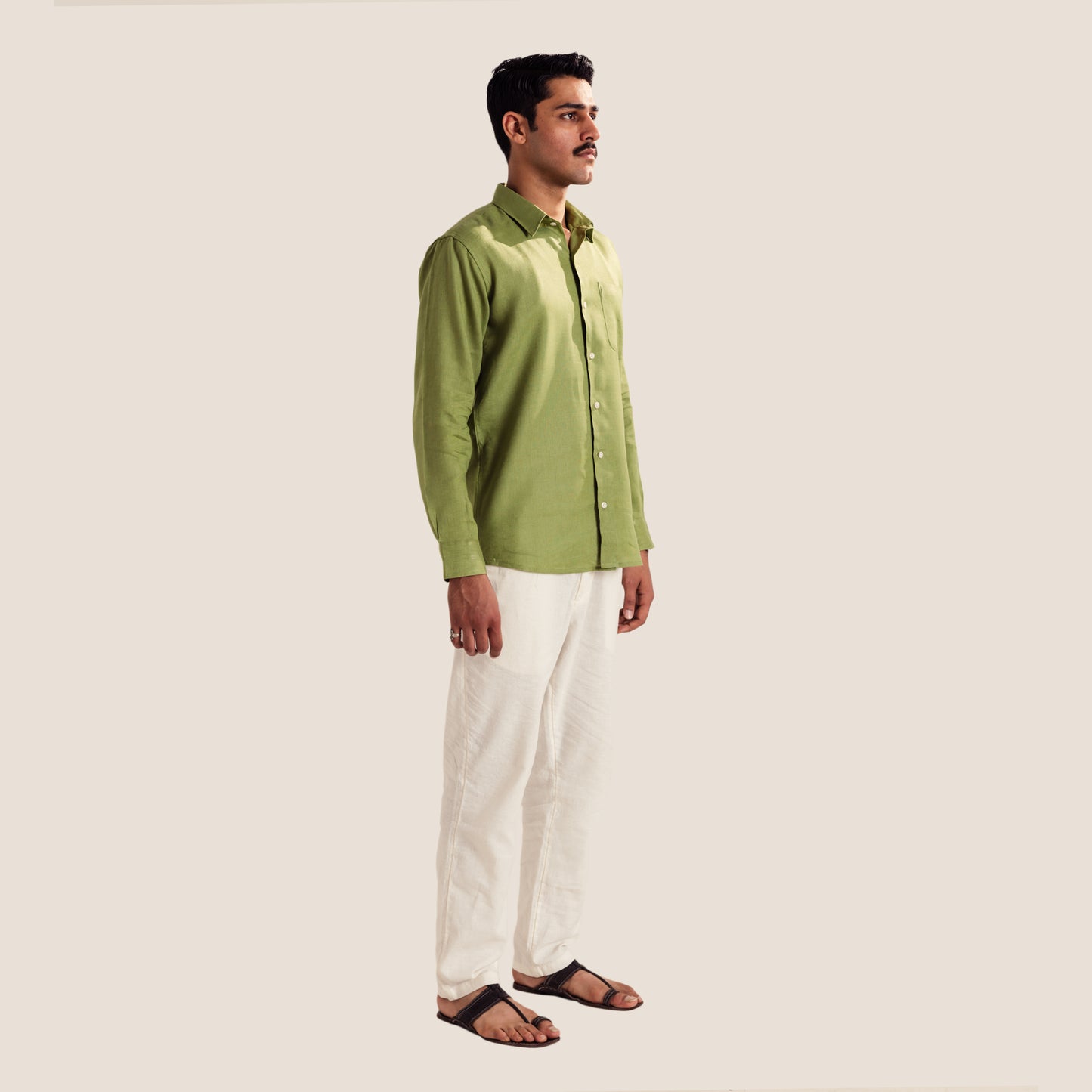 100% Pure Linen Shirt ( Lunet- Olive )- Premium Breathable Comfort