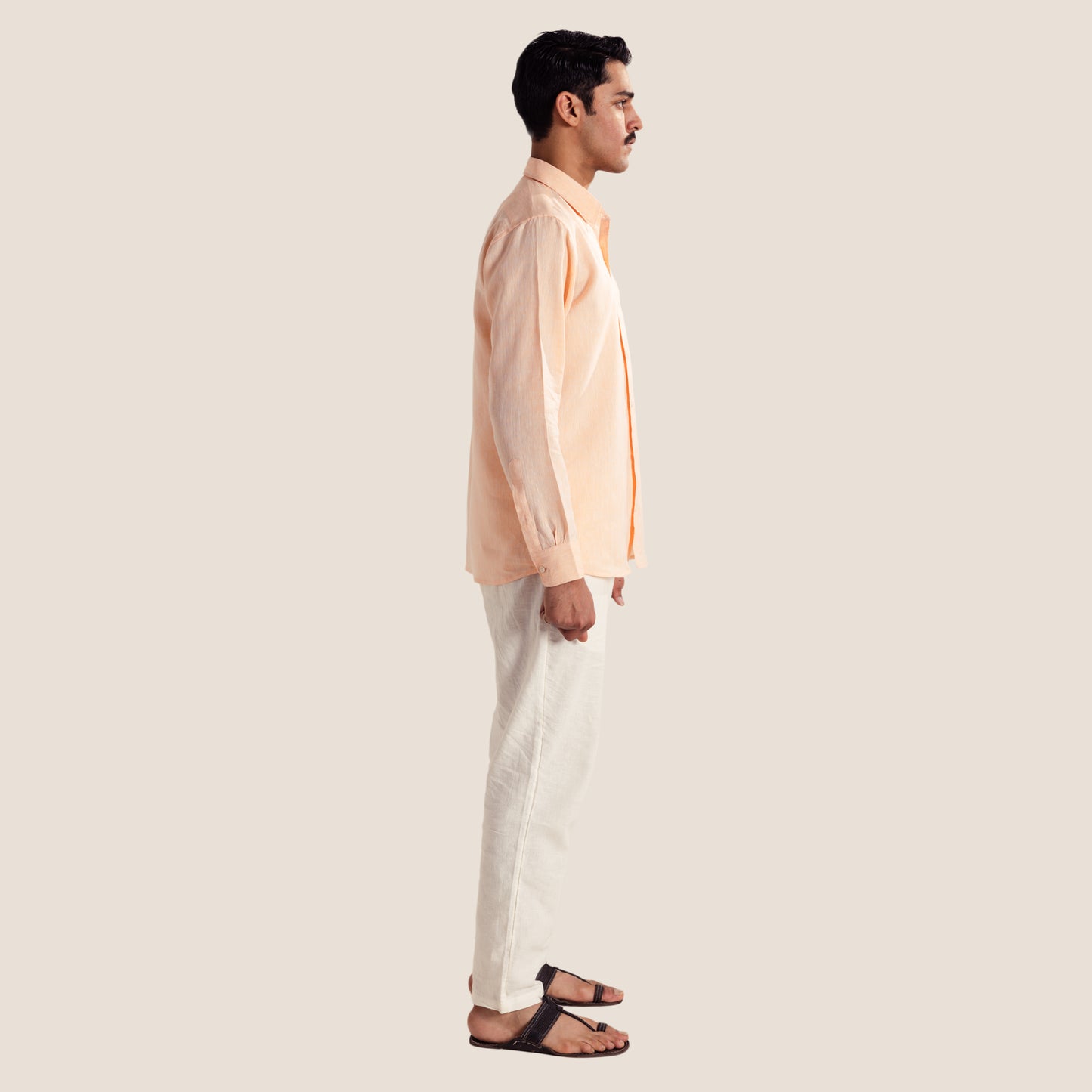 100% Pure Linen Shirt ( Peach )- Premium Breathable Comfort