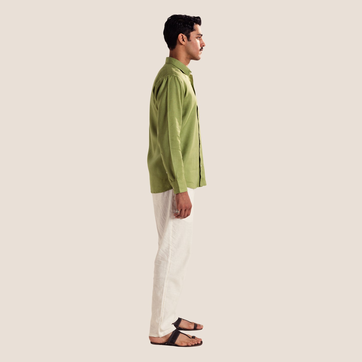 100% Pure Linen Shirt ( Lunet- Olive )- Premium Breathable Comfort