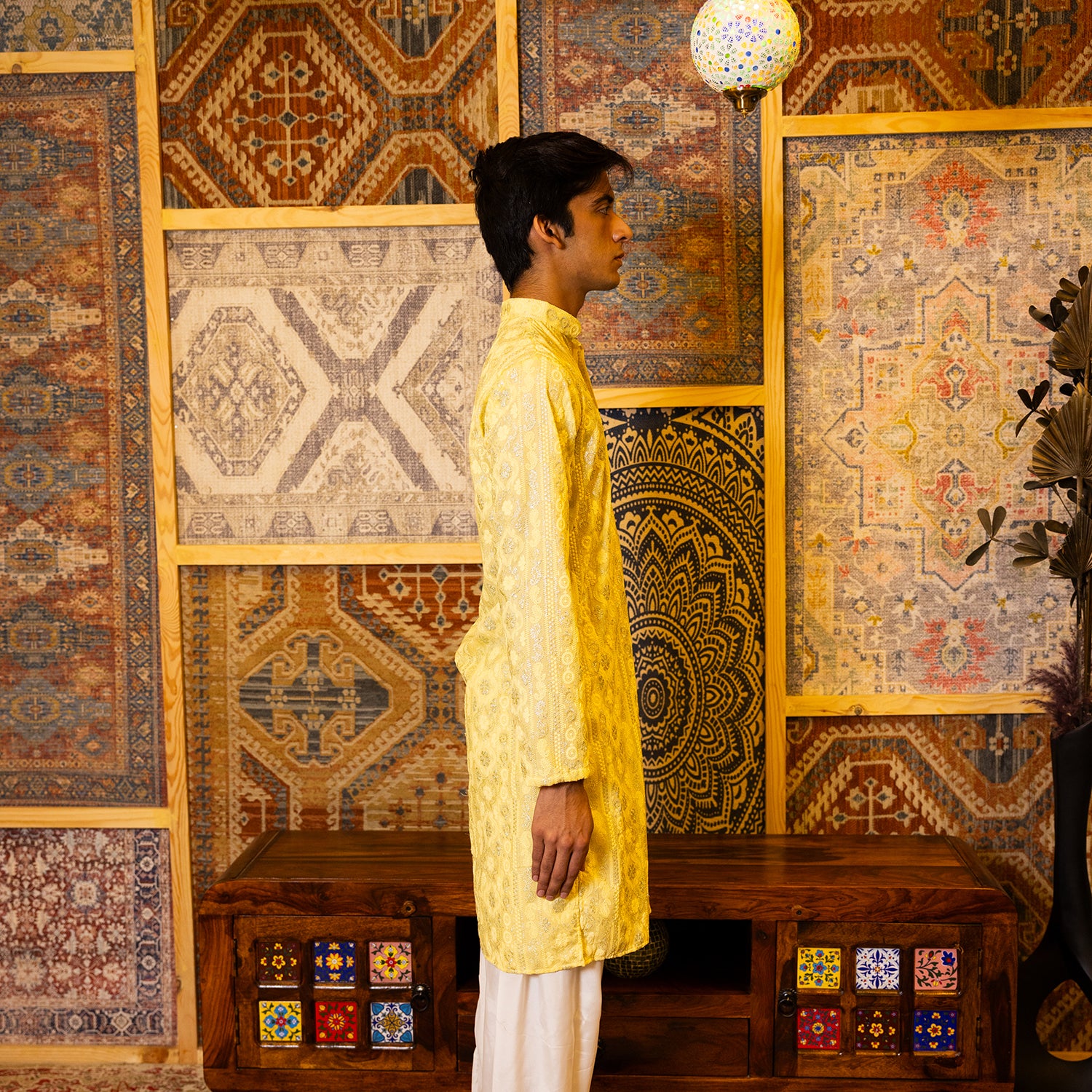 Gold Yellow Embroidered Viscose Kurta