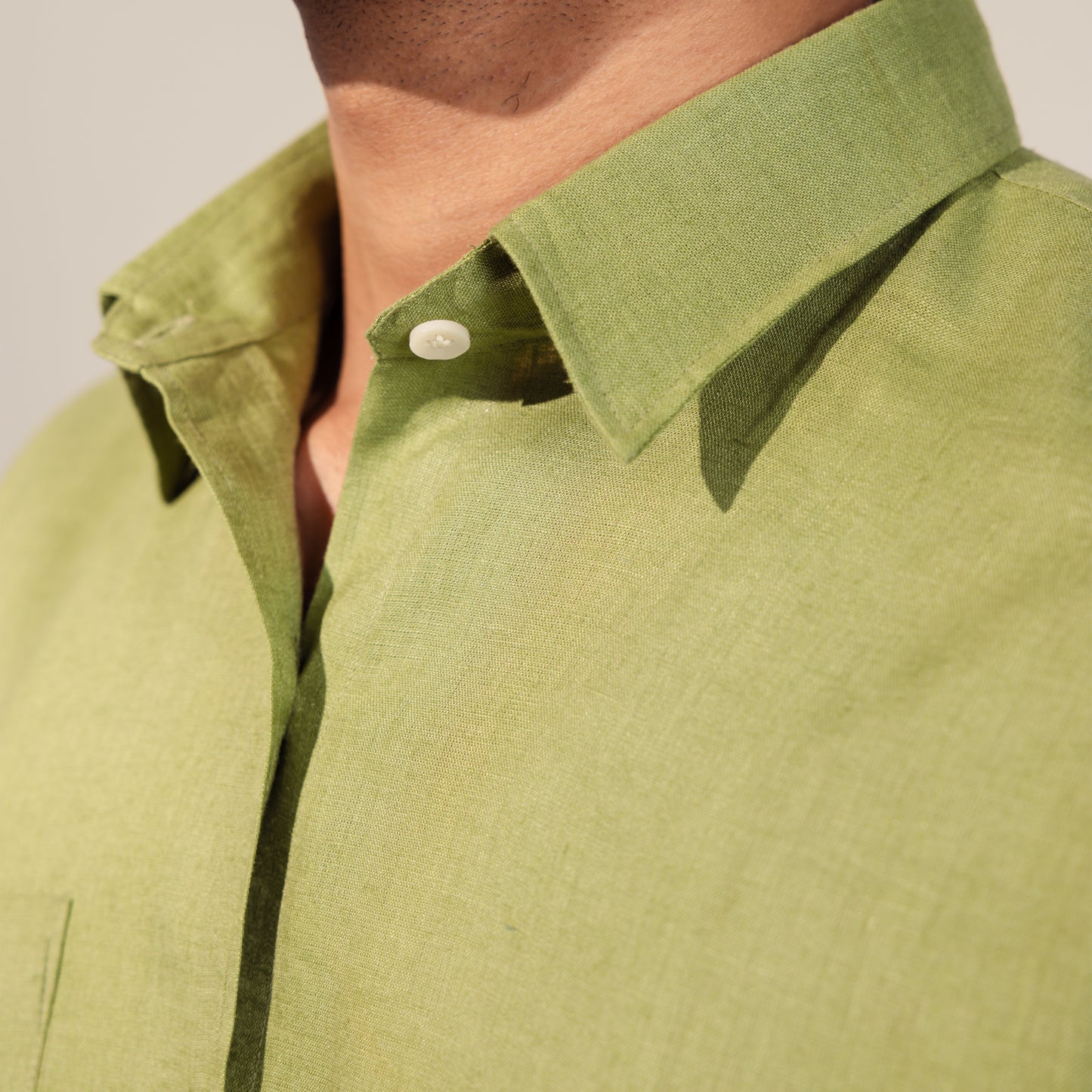 100% Pure Linen Shirt ( Lunet- Olive )- Premium Breathable Comfort