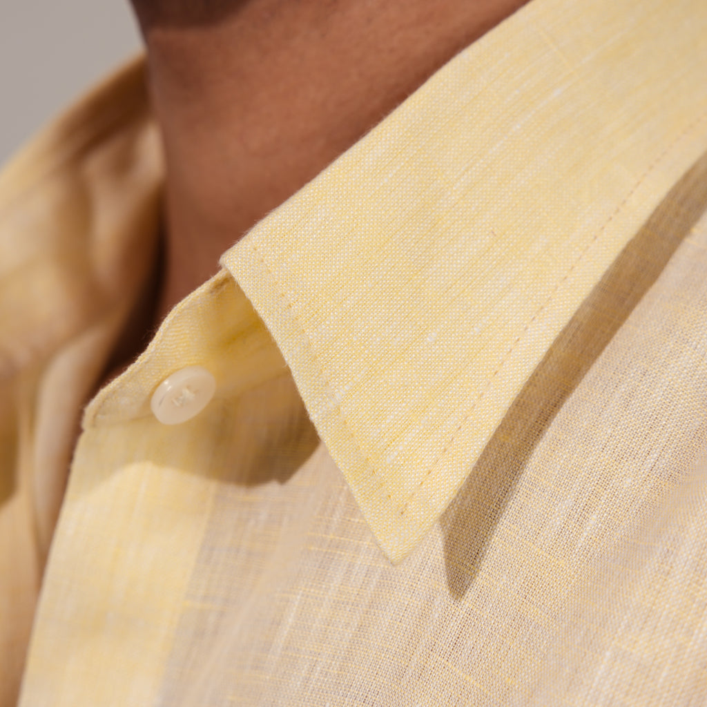 100% Pure Linen Shirt ( Lime Yellow )- Premium Breathable Comfort