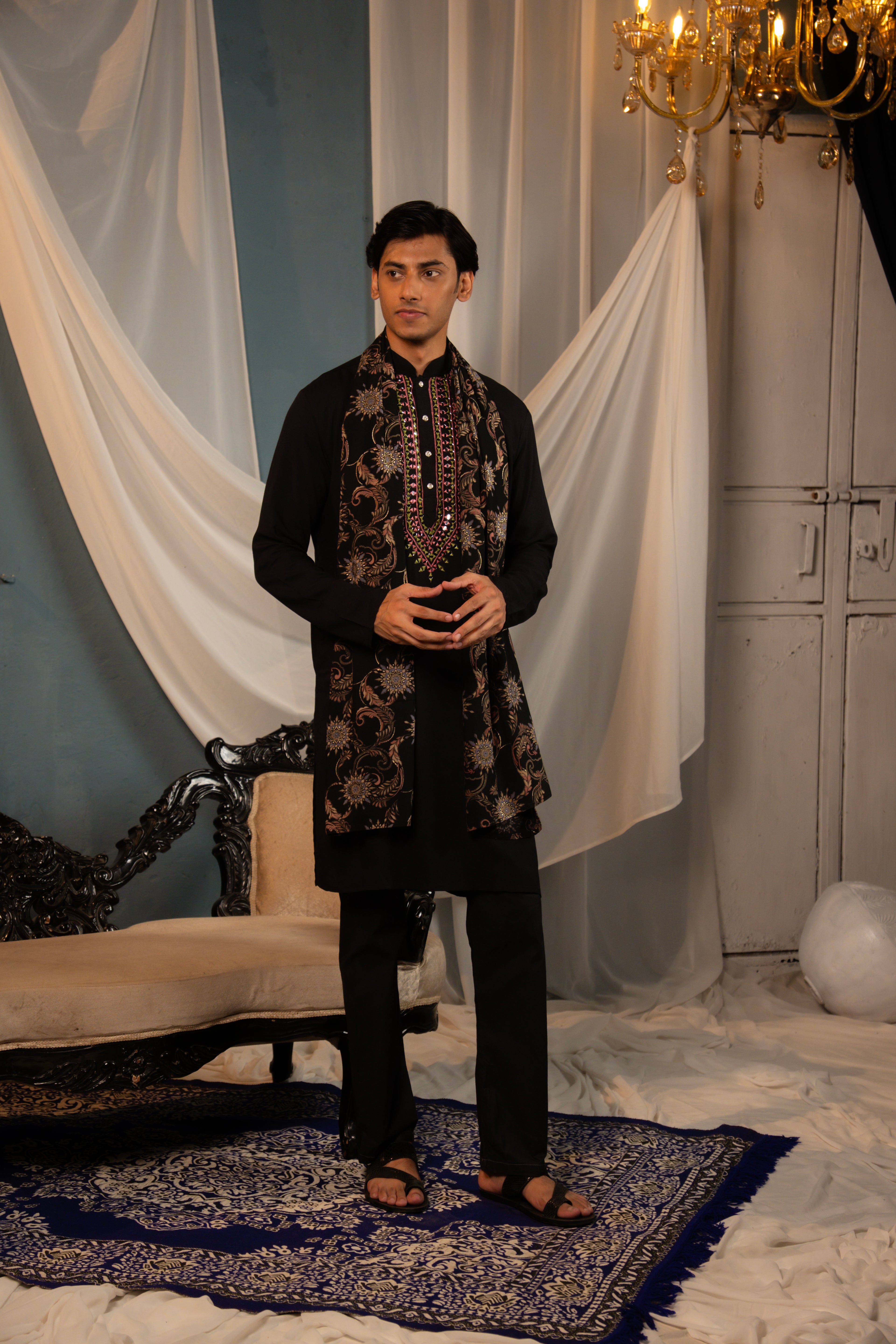 Black Mirror-Work Kurta Set