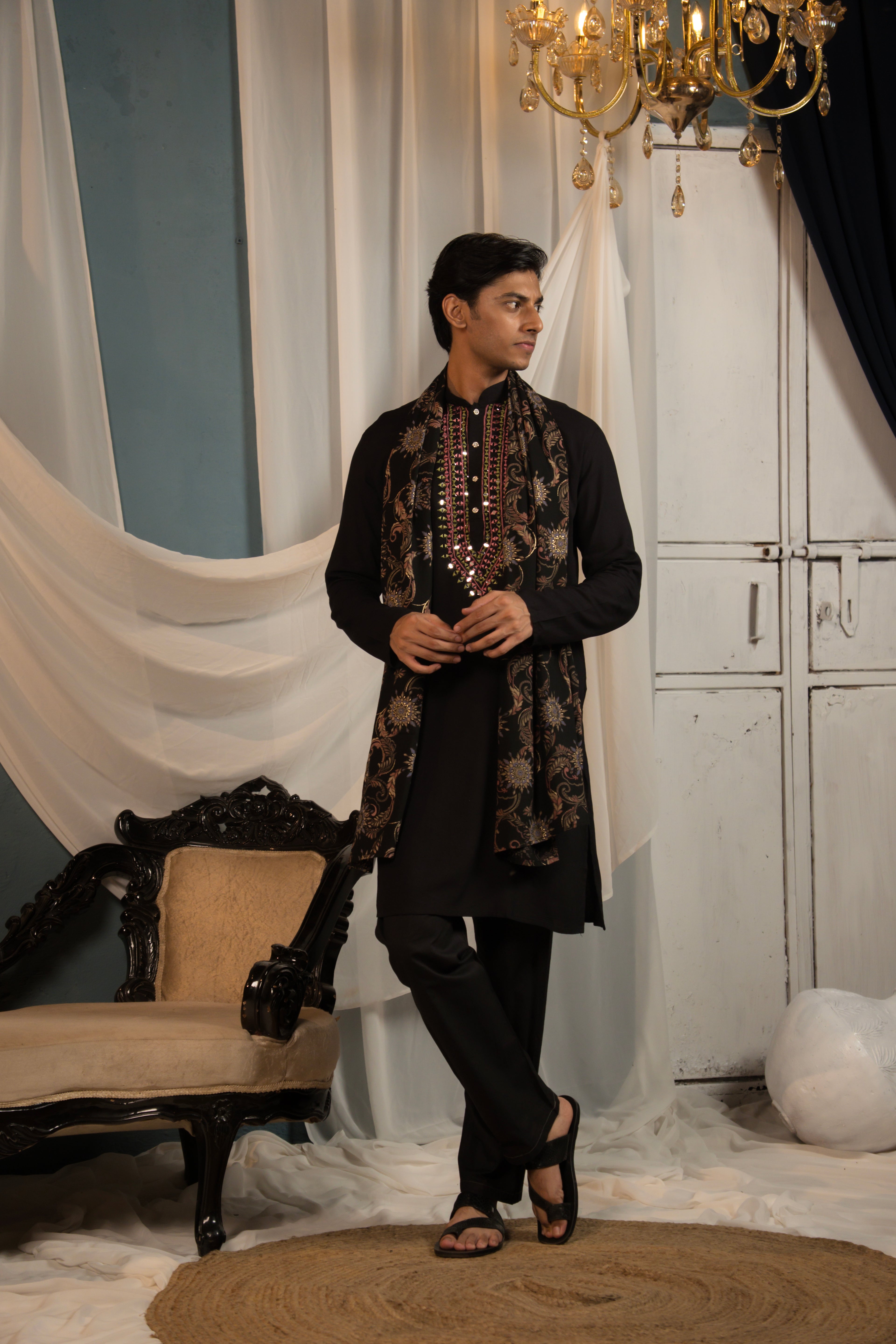 Black Mirror-Work Kurta Set