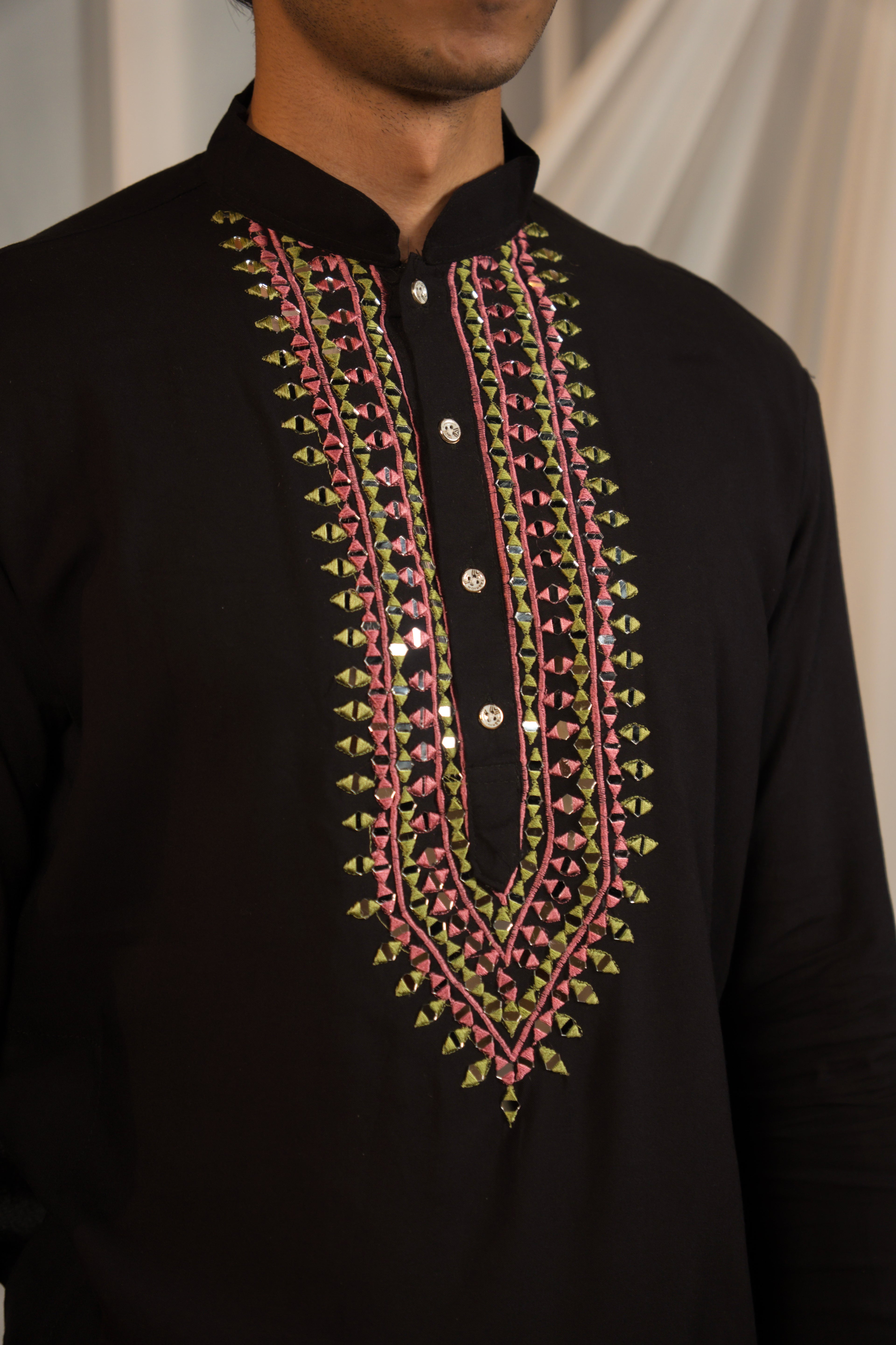 Black Mirror-Work Kurta Set