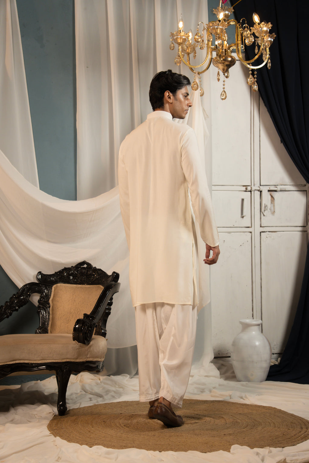 White Mirror-Work Kurta Set