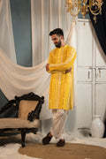 Sunlit Yellow Mirror Work Georgette Kurta