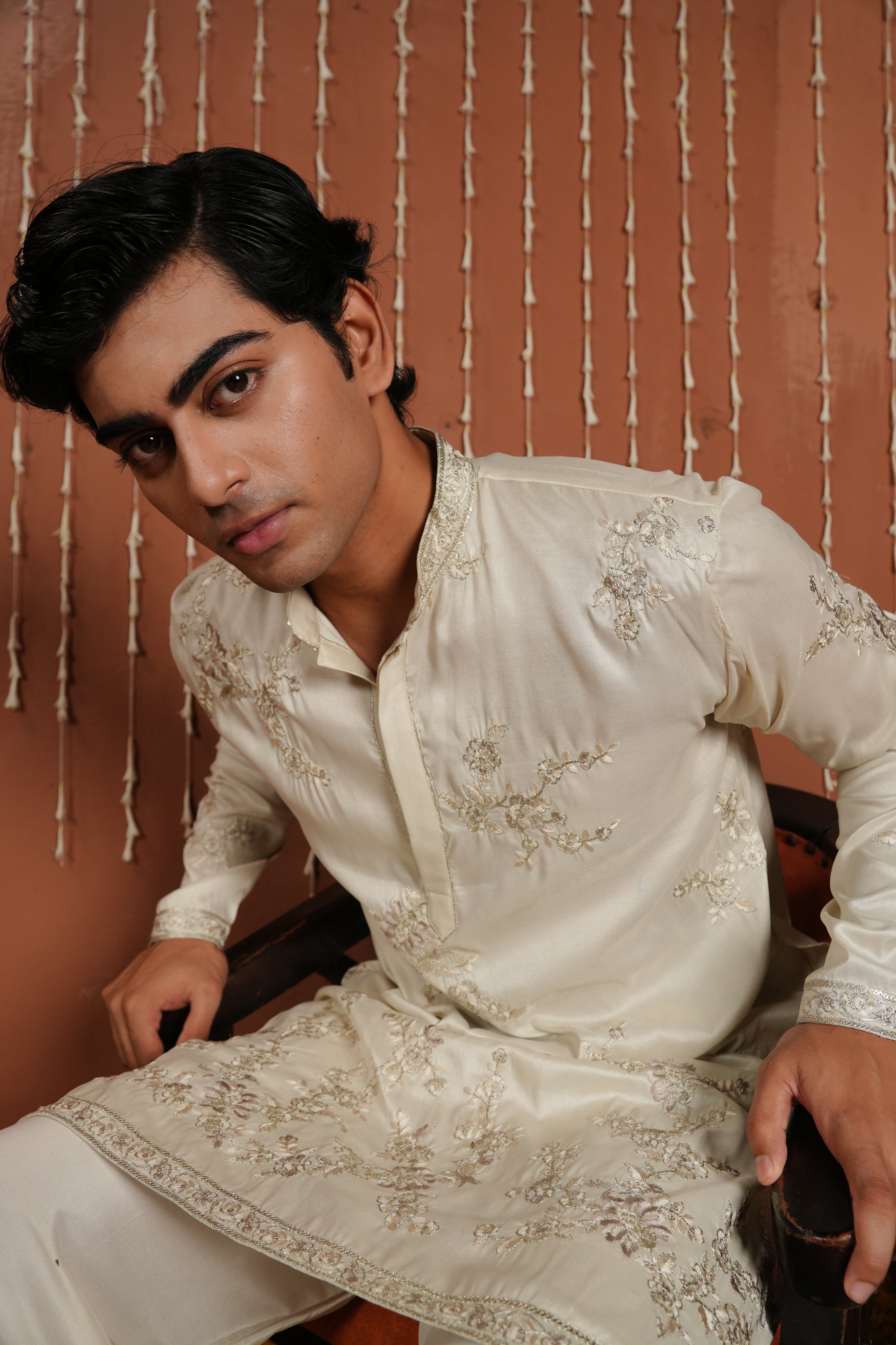 Ethereal Ivory — Hand-Embroidered Silk Kurta