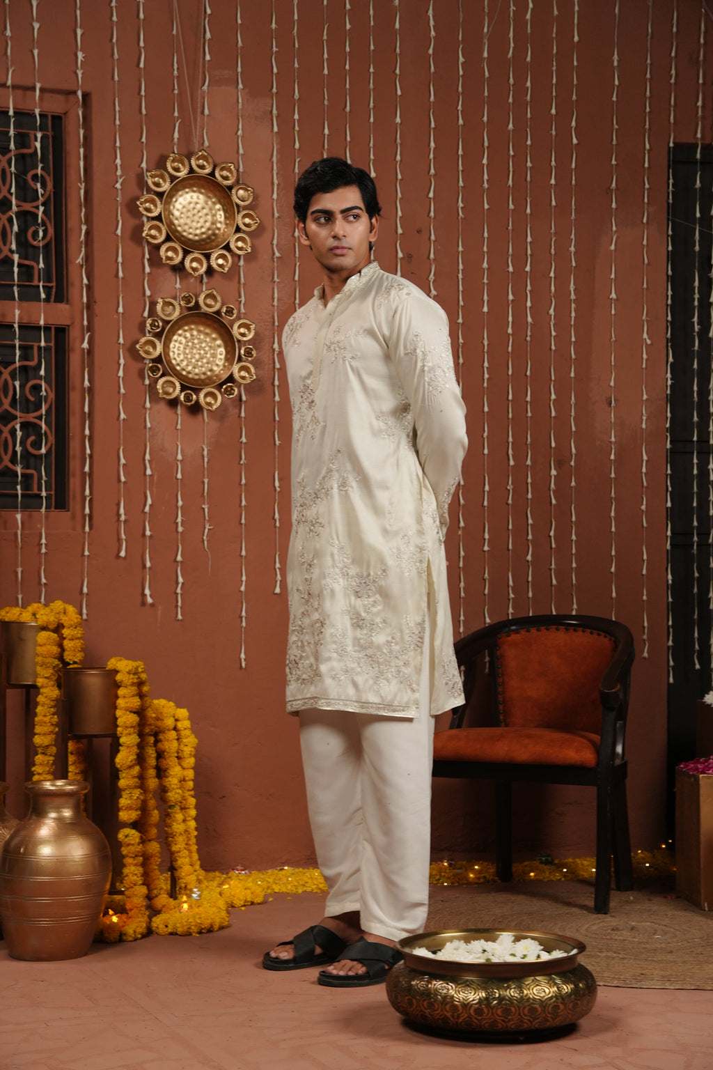 Ethereal Ivory — Hand-Embroidered Silk Kurta