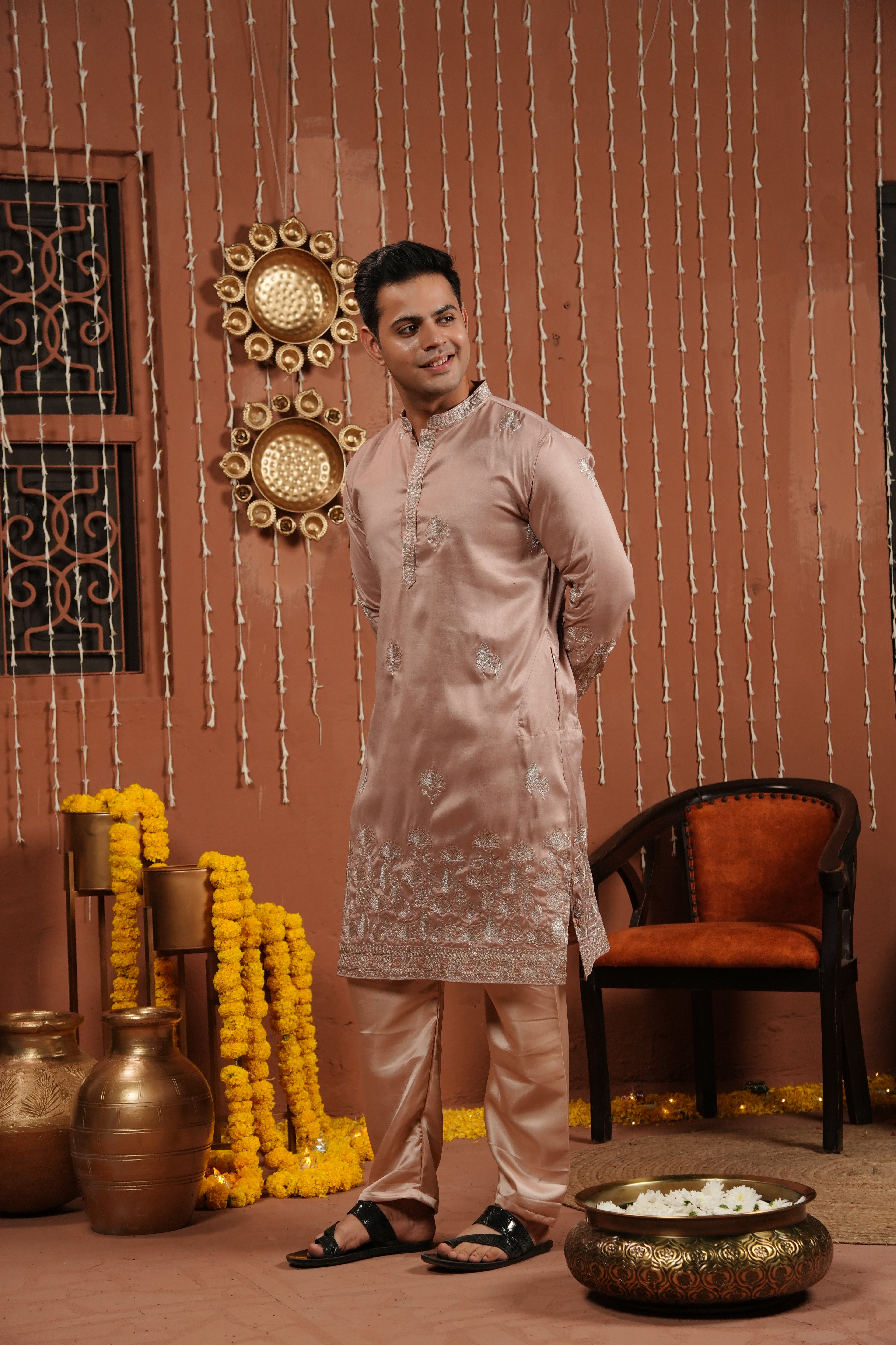 Blush Monarch — Handcrafted Silk Kurta