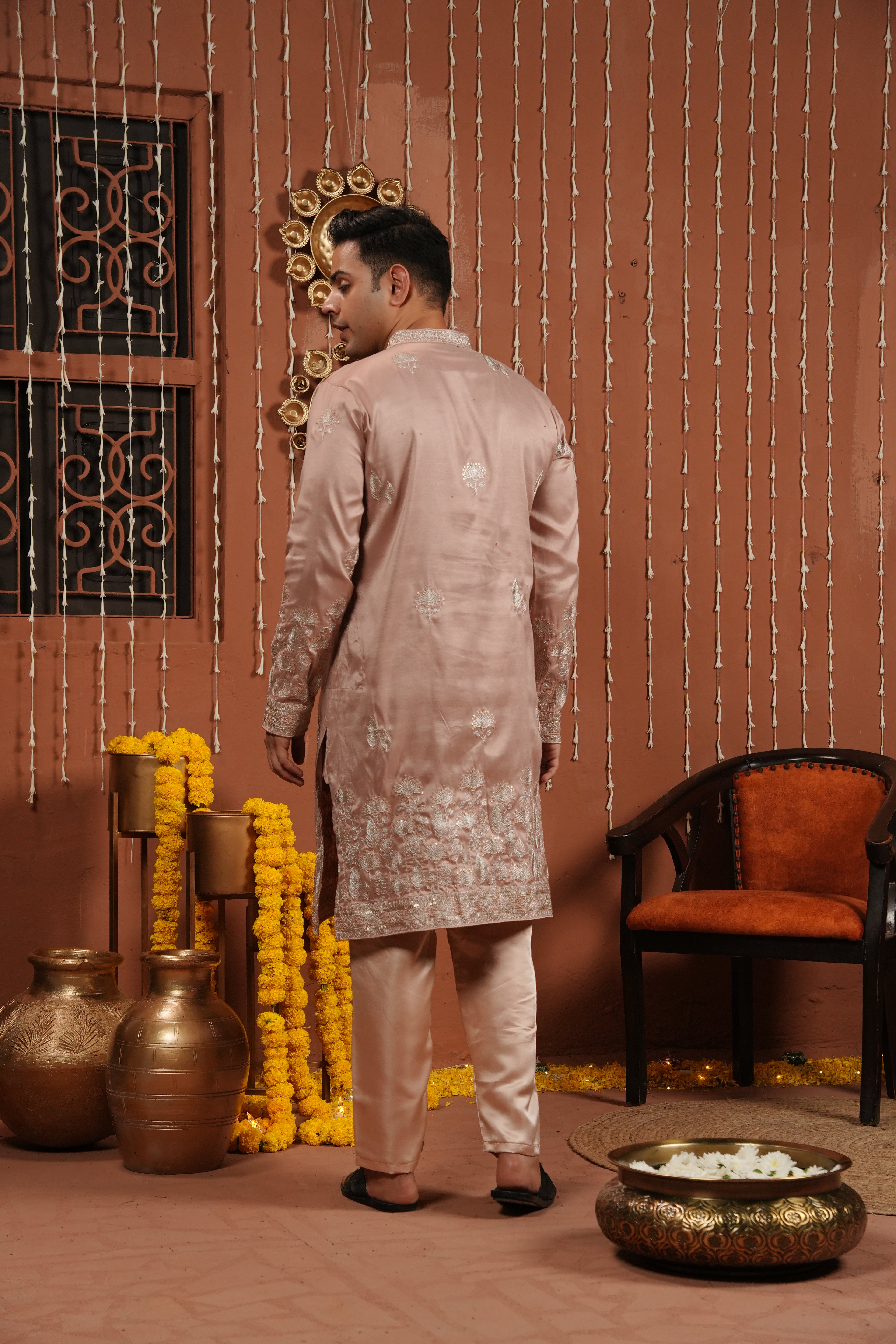 Blush Monarch — Handcrafted Silk Kurta