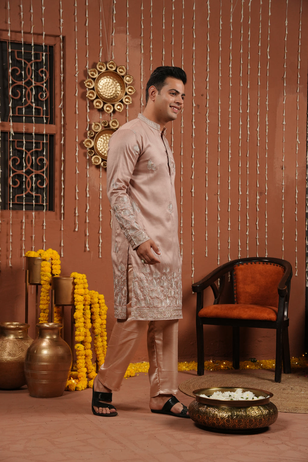 Blush Monarch — Handcrafted Silk Kurta