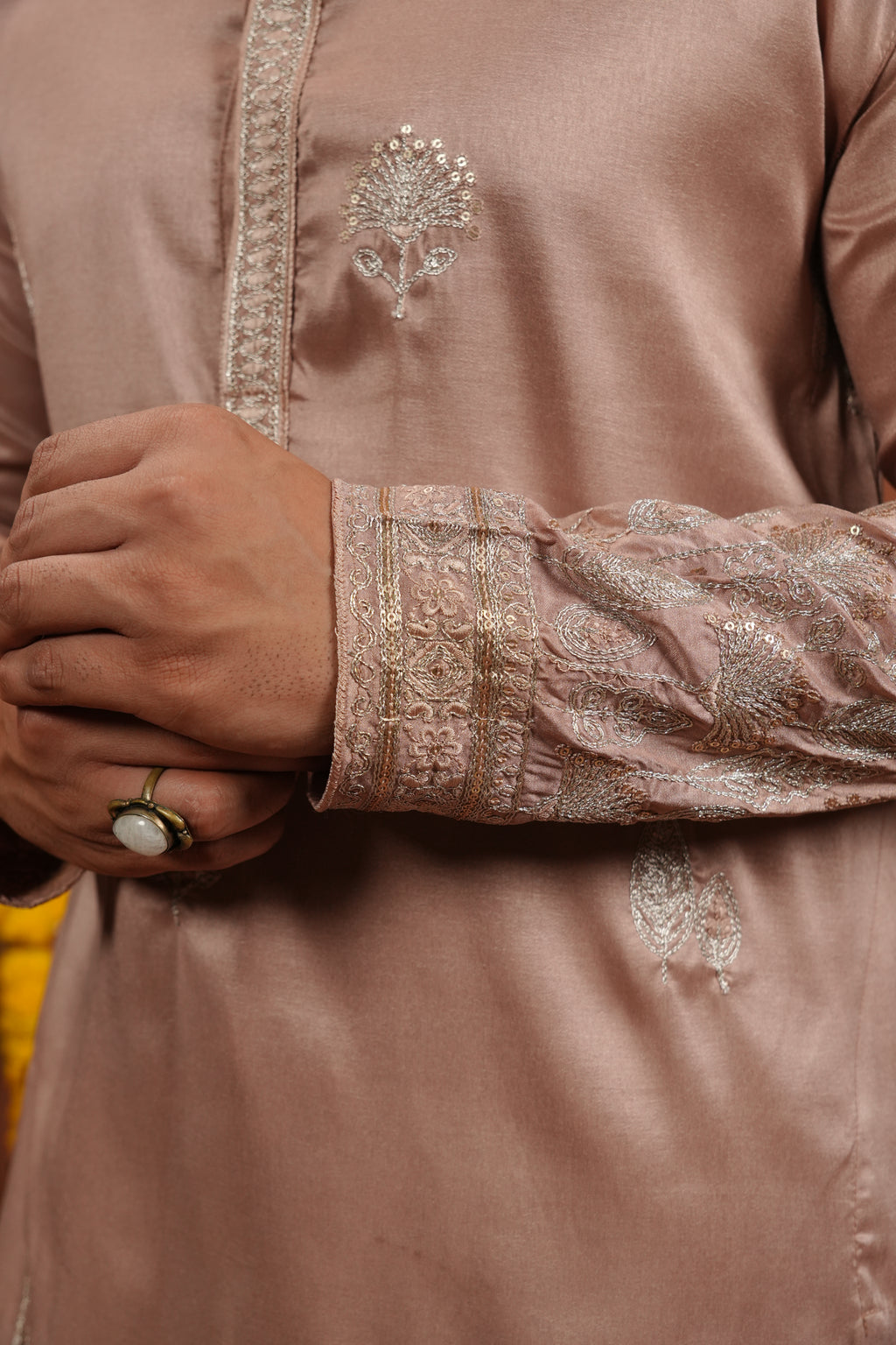 Blush Monarch — Handcrafted Silk Kurta