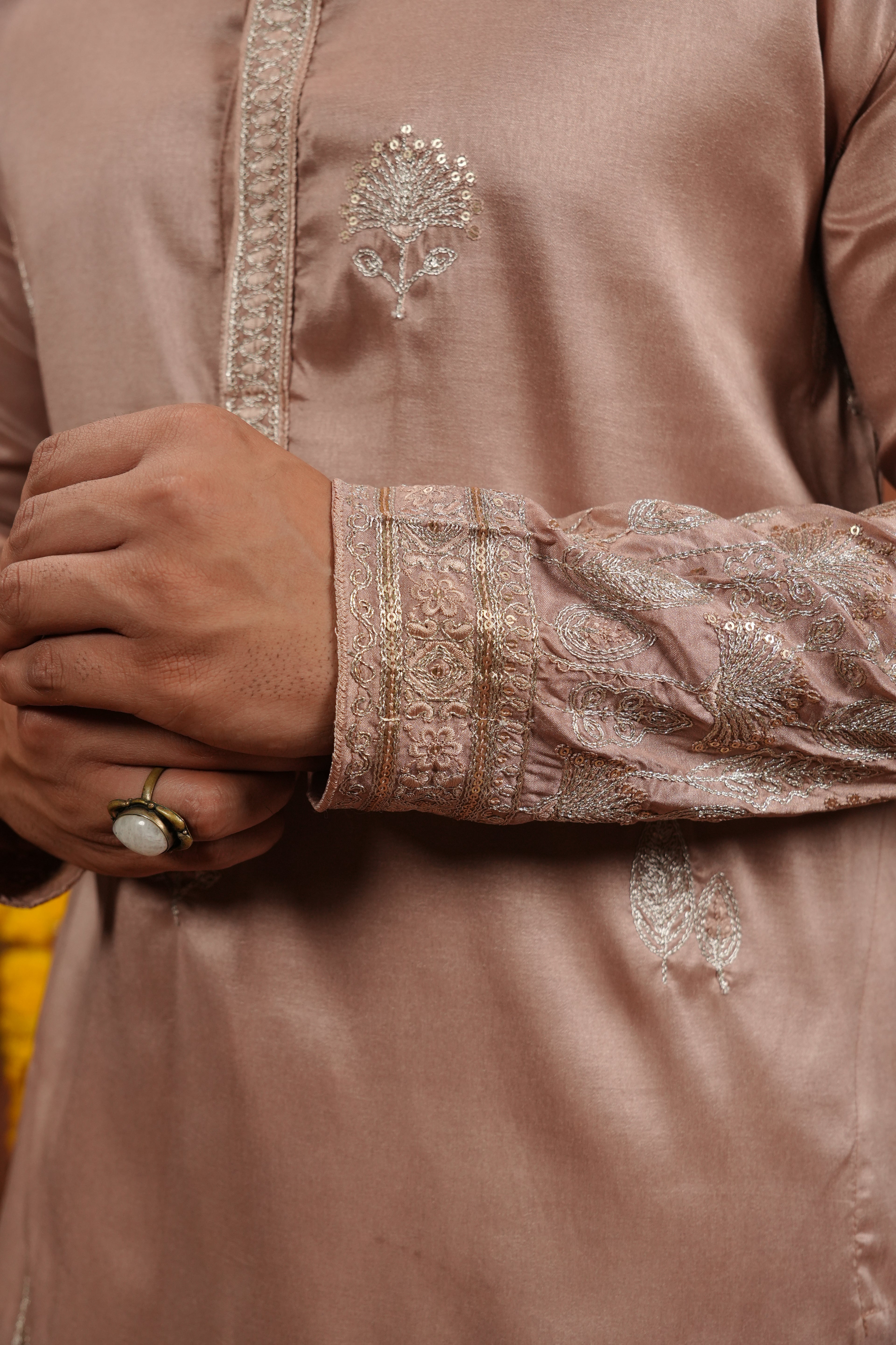 Blush Monarch — Handcrafted Silk Kurta