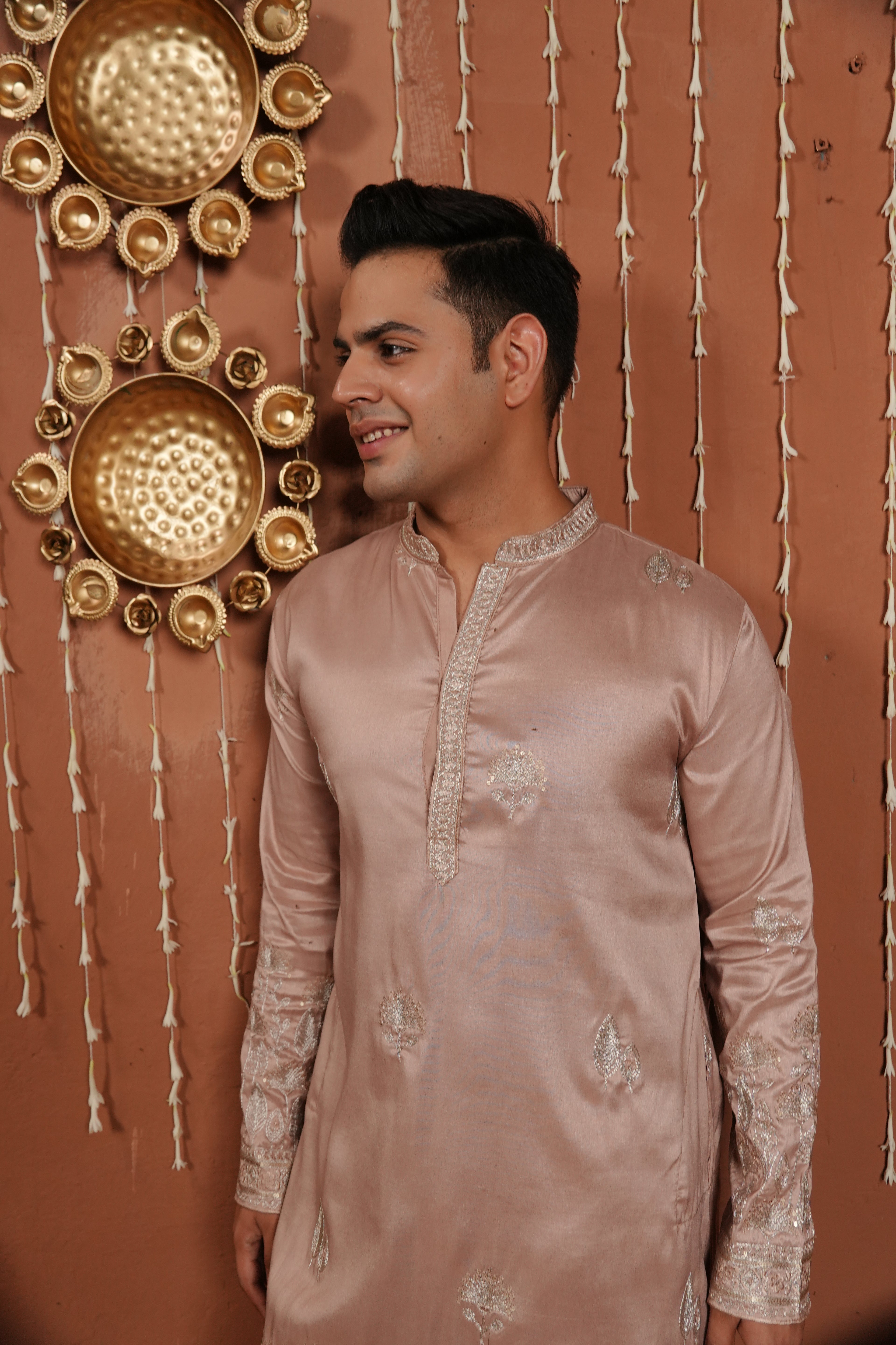 Blush Monarch — Handcrafted Silk Kurta