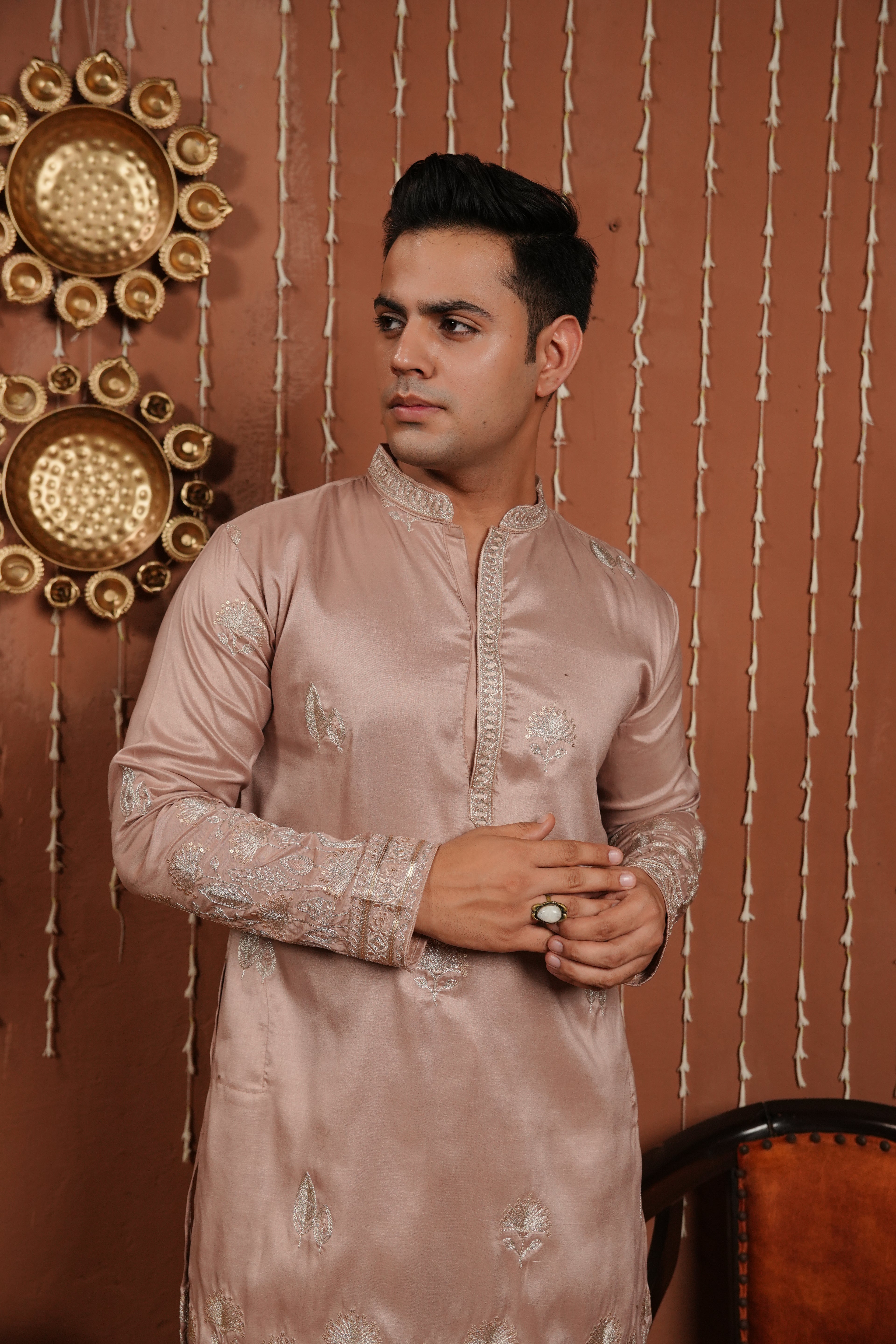Blush Monarch — Handcrafted Silk Kurta