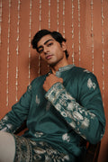 Emerald Dawn — Zari Embroidered Silk Kurta (only kurta)